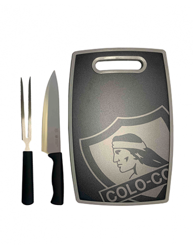 Tabla + cuchillo + tenedor Colo Colo