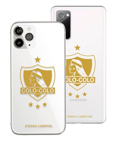 Carcasa Colo-Colo transparente escudo dorado