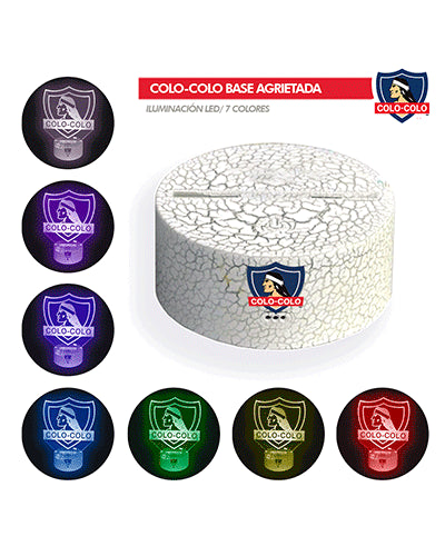 Lámpara 3D Colo Colo Base Agrietada + Control Remoto