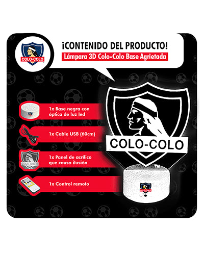 Lámpara 3D Colo Colo Base Agrietada + Control Remoto