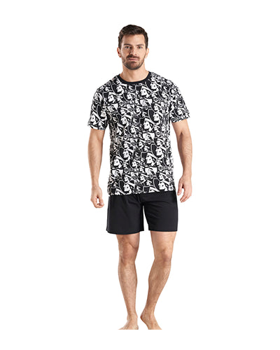 Pijama algodón hombre CC negro