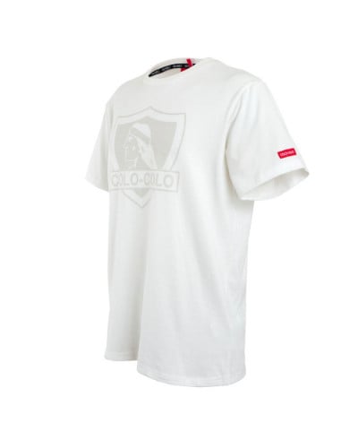 Polera Colo Colo Urbano "Escudo Gris" Blanca