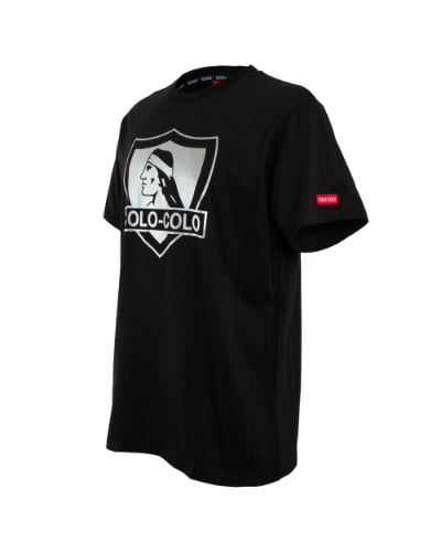 Polera Colo Colo Urbano "Escudo Plateado" Negra