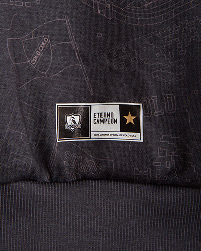 POLERON HODDIE COLO COLO NEGRO ESTAMPADO