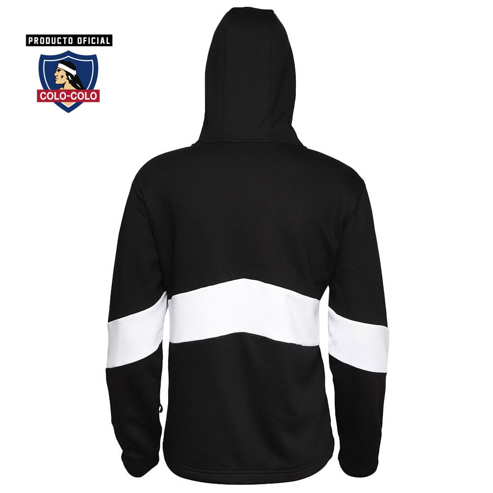 Poleron Urbano Capucha Negro/Blanco Colo-Colo