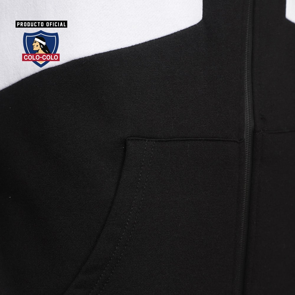 Poleron Urbano Capucha Negro/Blanco Colo-Colo