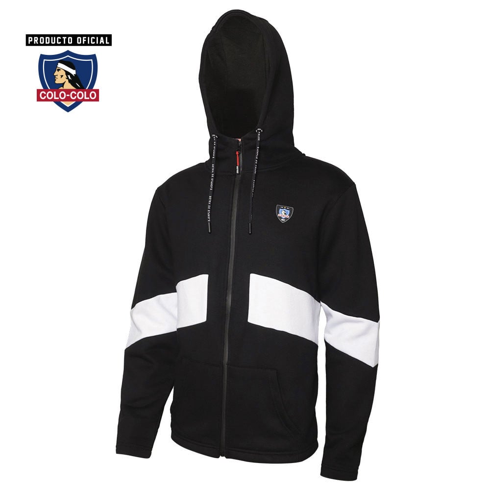 Poleron Urbano Capucha Negro/Blanco Colo-Colo