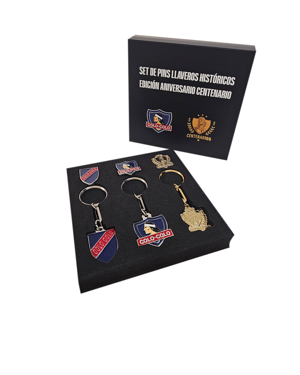 Set Premium 3 Pins 3 Llaveros Colo-Colo Centenario