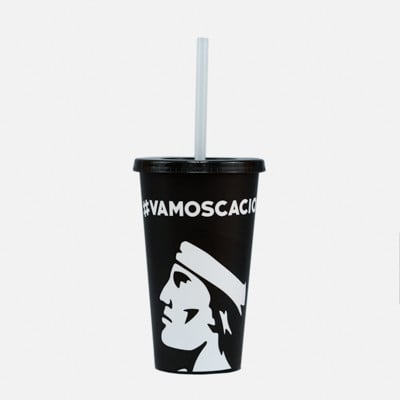 Vaso Plástico CC gris logo monocromático